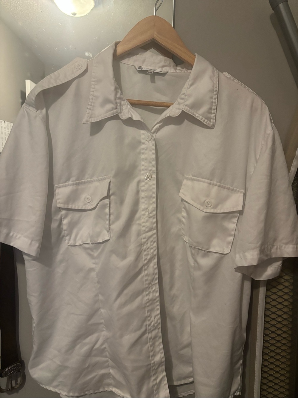 Classic White Short-Sleeve Button-Down Shirt with Chest Pockets Made in Canada